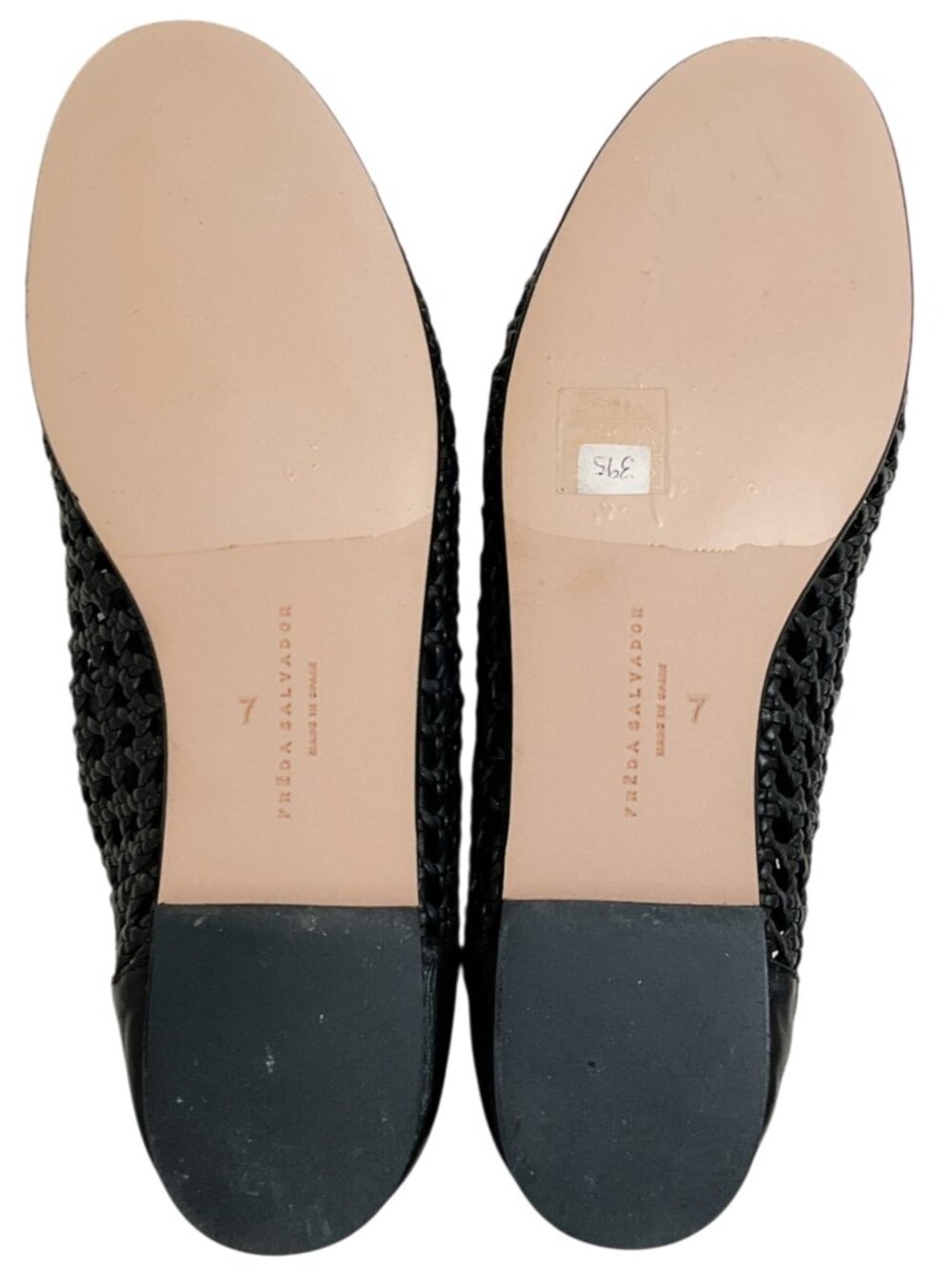 Freda Salvador Black Leather Riley Woven Round Toe Flats - Picture 8 of 11